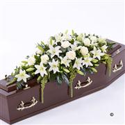 Lily and Rose Casket Spray - White 4ft