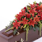 Lily and Rose Casket Spray - Red 5ft