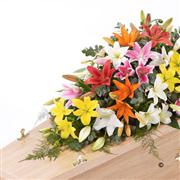 Lily Casket Spray - Mixed Colours 5ft